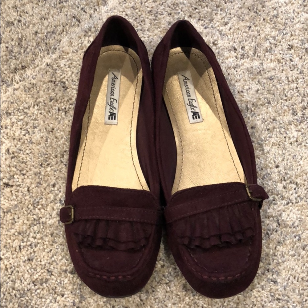 Purple faux suede flats/loafers